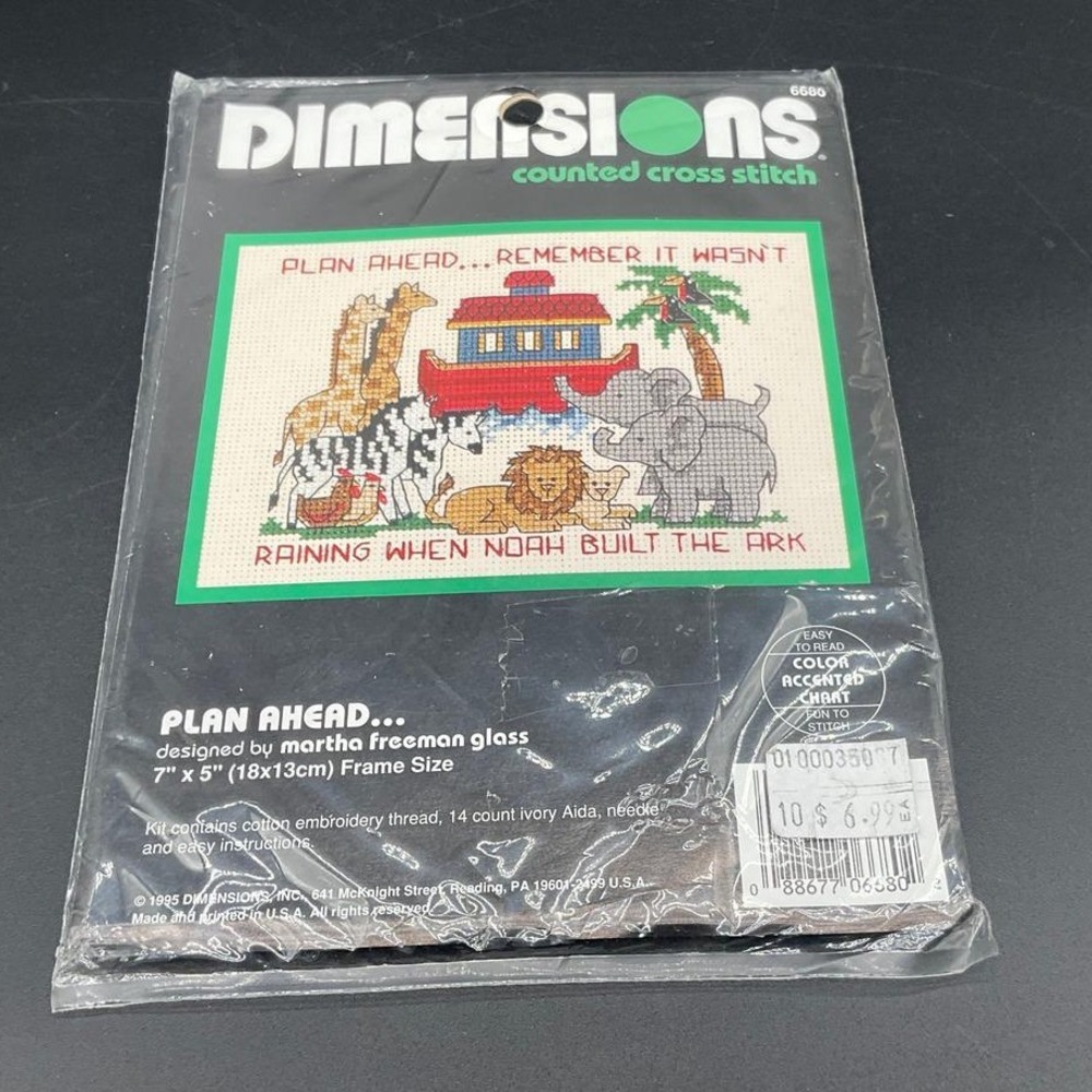 Dimensions Plan Ahead Cross Stitch Kit Noah‎ Ark Animals With Funny Quote